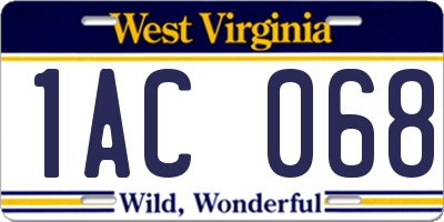 WV license plate 1AC068