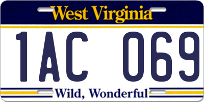 WV license plate 1AC069