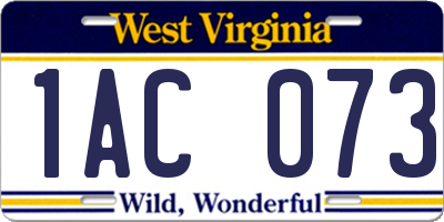 WV license plate 1AC073