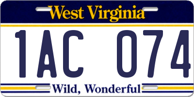 WV license plate 1AC074