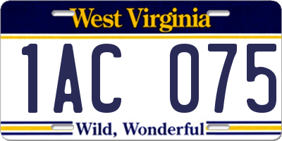 WV license plate 1AC075