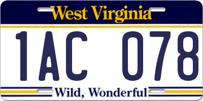 WV license plate 1AC078
