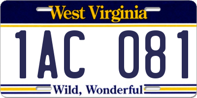 WV license plate 1AC081