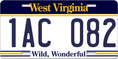 WV license plate 1AC082