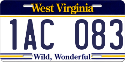 WV license plate 1AC083