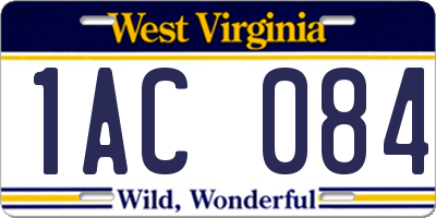 WV license plate 1AC084