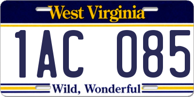 WV license plate 1AC085