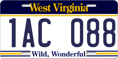 WV license plate 1AC088