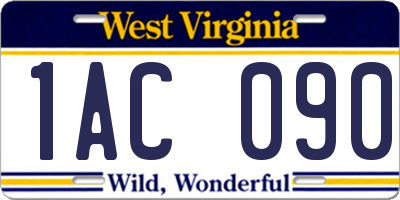 WV license plate 1AC090