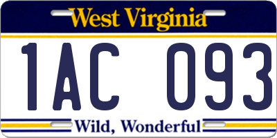 WV license plate 1AC093