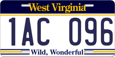 WV license plate 1AC096