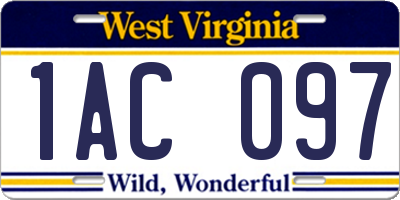 WV license plate 1AC097