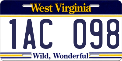 WV license plate 1AC098