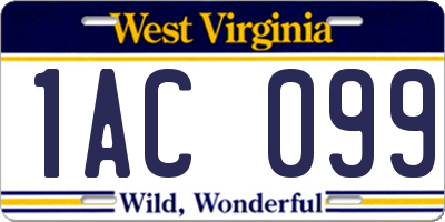 WV license plate 1AC099