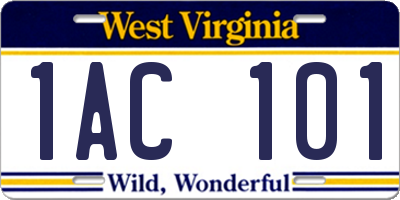 WV license plate 1AC101