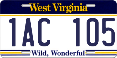 WV license plate 1AC105