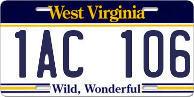 WV license plate 1AC106