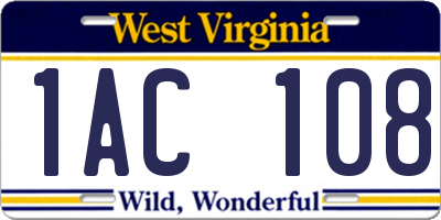 WV license plate 1AC108