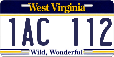 WV license plate 1AC112