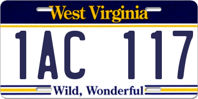 WV license plate 1AC117