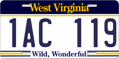 WV license plate 1AC119