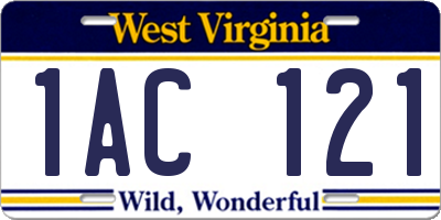 WV license plate 1AC121