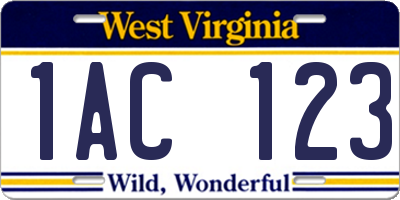 WV license plate 1AC123