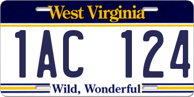 WV license plate 1AC124