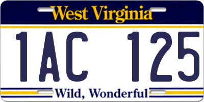 WV license plate 1AC125