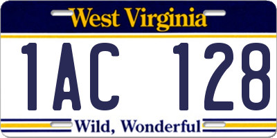 WV license plate 1AC128