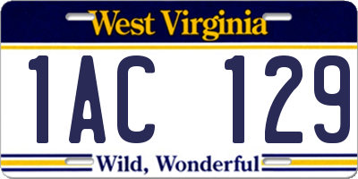 WV license plate 1AC129