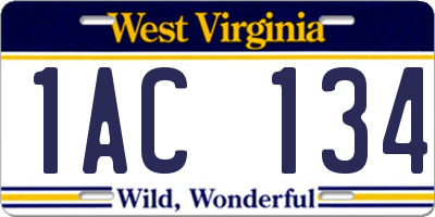 WV license plate 1AC134