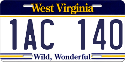 WV license plate 1AC140