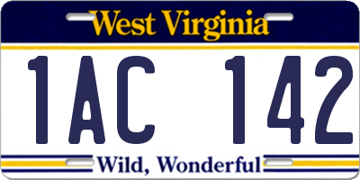 WV license plate 1AC142