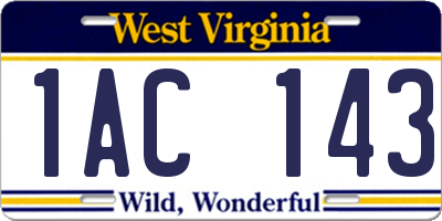 WV license plate 1AC143
