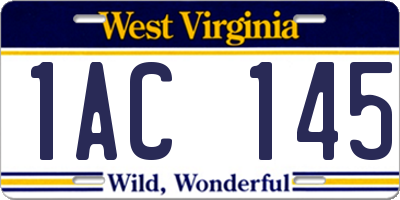 WV license plate 1AC145