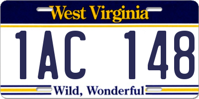 WV license plate 1AC148