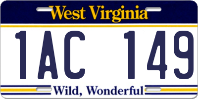 WV license plate 1AC149