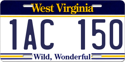 WV license plate 1AC150