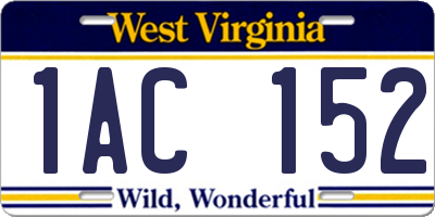 WV license plate 1AC152