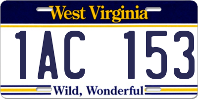 WV license plate 1AC153