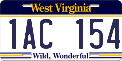 WV license plate 1AC154