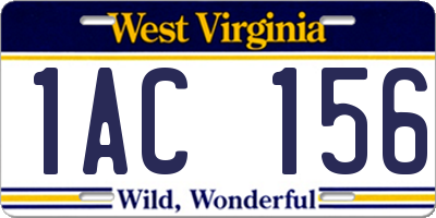 WV license plate 1AC156