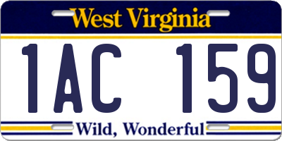 WV license plate 1AC159