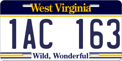 WV license plate 1AC163