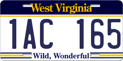 WV license plate 1AC165