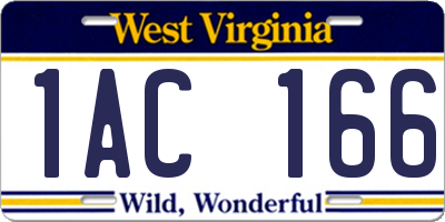 WV license plate 1AC166