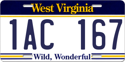 WV license plate 1AC167