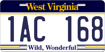 WV license plate 1AC168