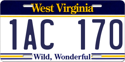 WV license plate 1AC170